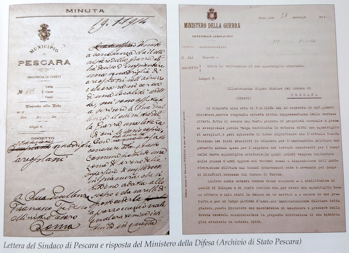 La richiesta del 1914 e la risposta del Ministero - Fonte Pescara e il volo